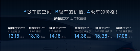 满油满电可跑1400公里！荣威D7上市：12.58万买中大型混动轿车