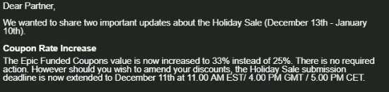 曝Epic年末大促优惠力度加码!75折券升级至67折(图3) 曝Epic年末大促优惠力度加码!75折券升级至67折