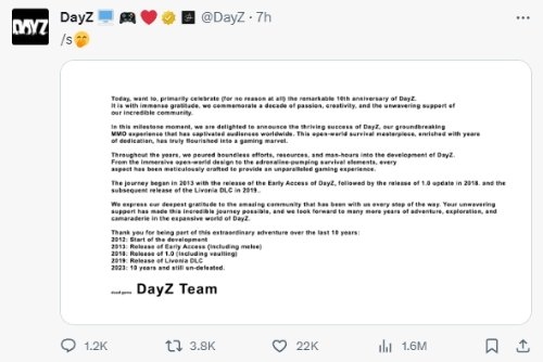 同行的嘲讽！《DayZ》《Rust》发文嘲讽《浩劫前夕》跑路