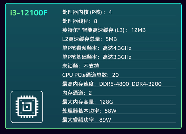 千元内游戏神U 酷睿i3-12100F到手仅779元（满血P核）