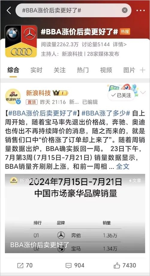 BBA涨价后销量更好了？我不信！华为小米赶超BBA指日可待