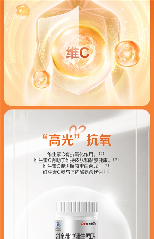 21金维他维生素C片60粒9.9元抄底:立减50元