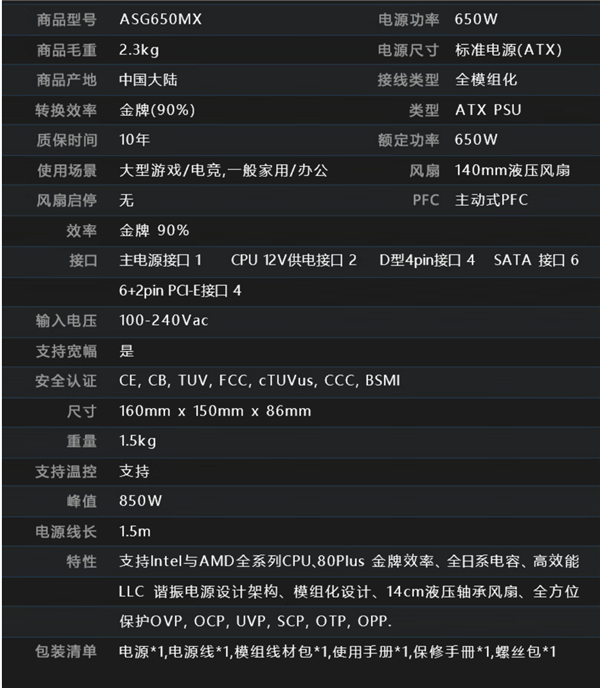 一瓦只要5毛多 艾湃电竞650W金牌全模组电源好价：10年换新