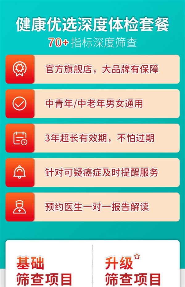全国56门店通用:瑞慈全身体检套餐279元大促(800元券)