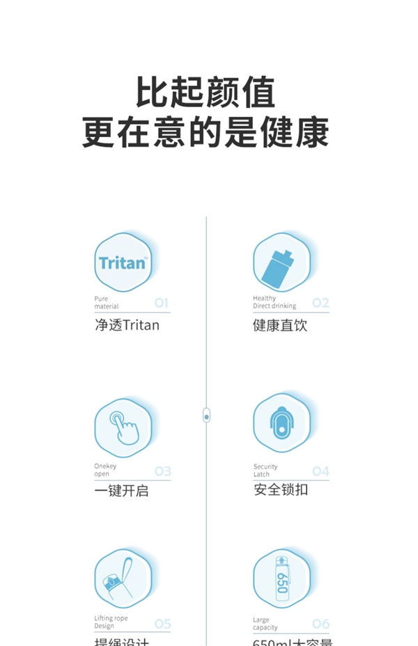 一键开盖 耐热抗摔:哈尔斯Tritan材质单手开盖水杯14.9元发车