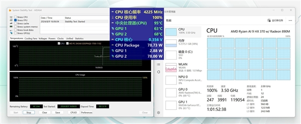 猛兽出笼！80W锐龙AI 9 HX 370性能实测