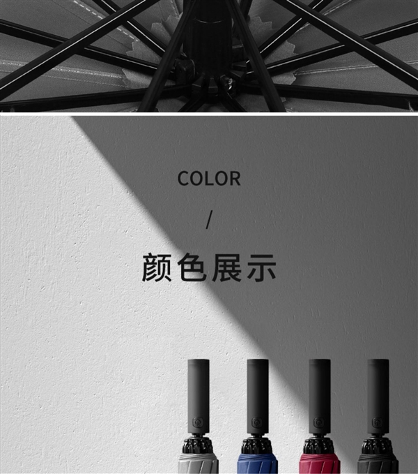 LED照明+反光伞边 大嘴猴反向全自动晴雨伞35.9元(立减80元)