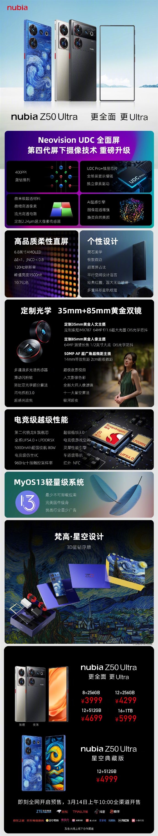 1TB仅5999元 一图看懂努比亚Z50 Ultra:黄金双镜、最强全面屏