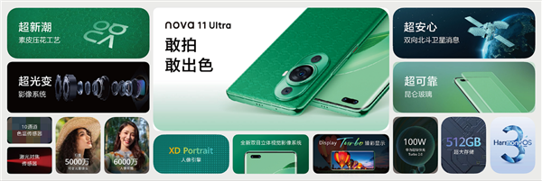昆仑玻璃、双向北斗卫星消息!华为nova 11系列颜值能打实力更出众