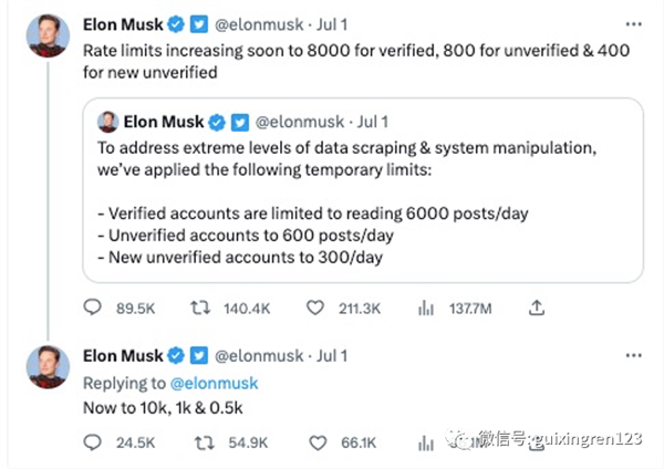 马斯克称Twitter限制浏览量是在帮用户“戒网瘾”？网友：大可不必！