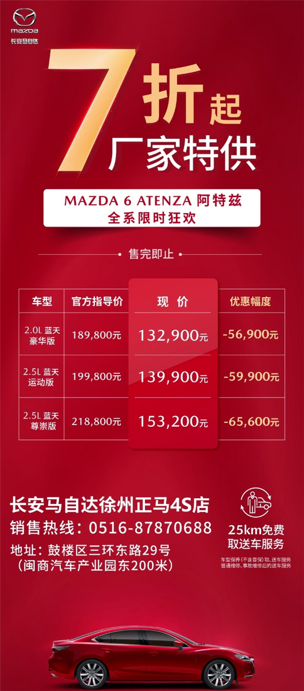 日系价格绷不住了！天籁之后马自达阿特兹7折狂降：13万可买