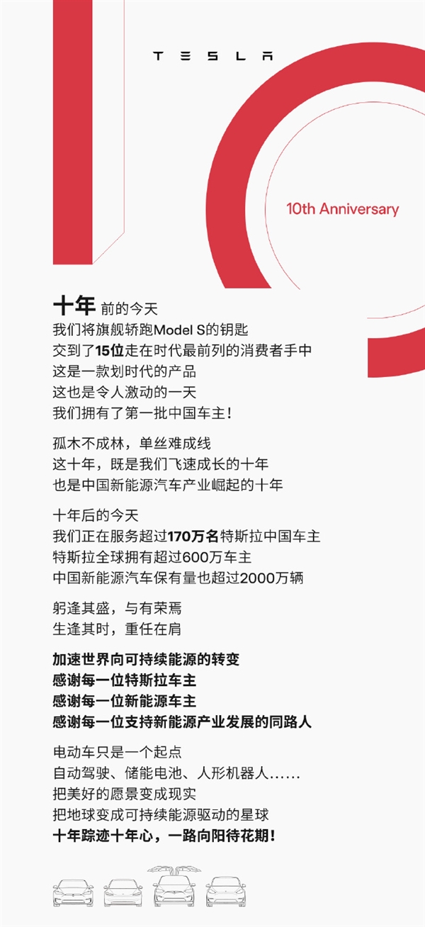 感谢每位车主！特斯拉入华十年：车主数量从15到170万 李想、李斌等都在其中