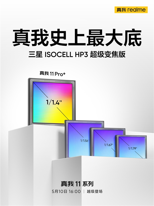 碾压3000价位段!真我11 Pro+搭载三星HP3:2亿像素、1/1.4大底