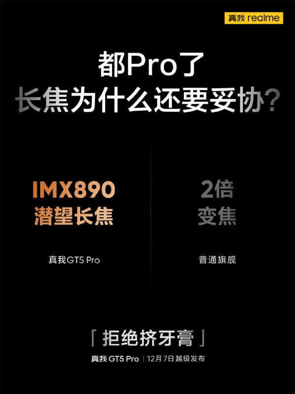 行业唯一！真我GT5 Pro首搭IMX890超光影潜望长焦