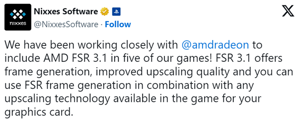 AMD FSR 3.1新增5款游戏：RX 7000系列平均性能提升3.3倍