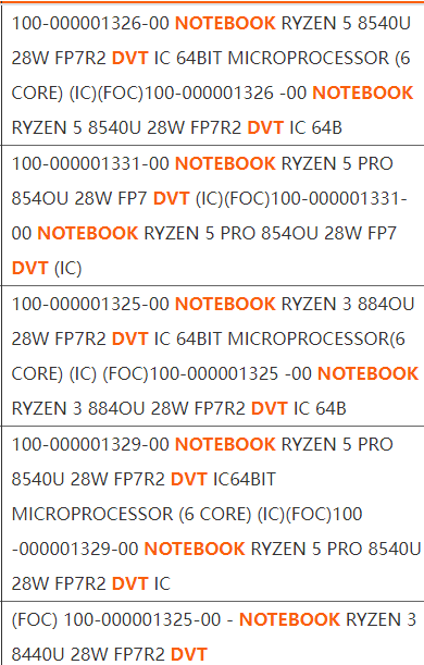 AMD锐龙8040U四款型号首次现身：还是Zen4