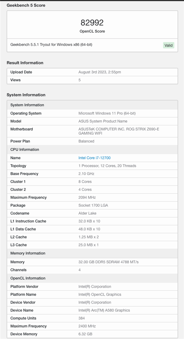 Intel A580跑分现身Geekbench：超越RTX 3050