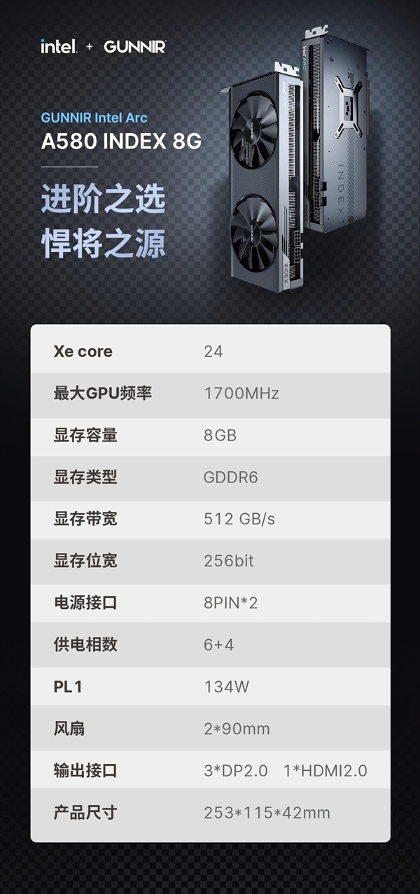 1499元！蓝戟Arc A580显卡首发上市：能打RTX 3060