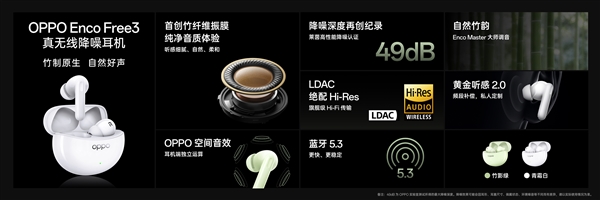 全球首创竹纤维振膜!OPPO Enco Free3首发499元