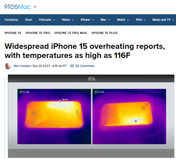 iPhone 15 Pro发热问题扩散：有人称通话5分钟升至42°C 你遇到了吗