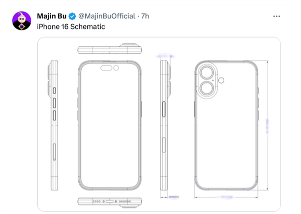 怎么跟华为对打！博主曝光iPhone 16设计图：回归竖排双摄 自带拍照按钮