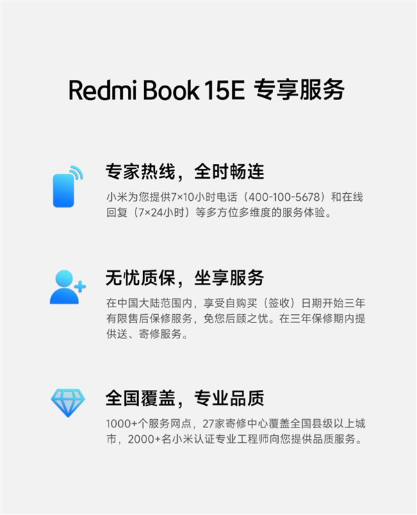 Redmi首款商用笔记本Redmi Book 15E开售:享三年质保