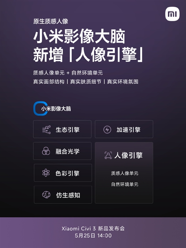 自拍神器!小米Civi 3前置双主摄:32MP美人镜+32MP超广角