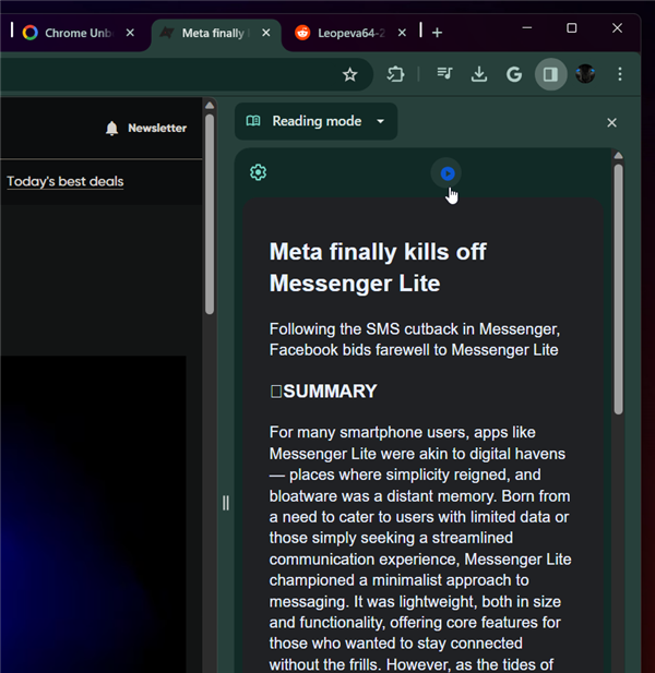 再次落后微软Eege！Chrome阅读文本功能翻车