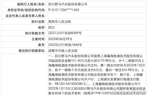 “老头乐一哥”雷丁汽车旗下：野马汽车被列为失信被执行人 成老赖了