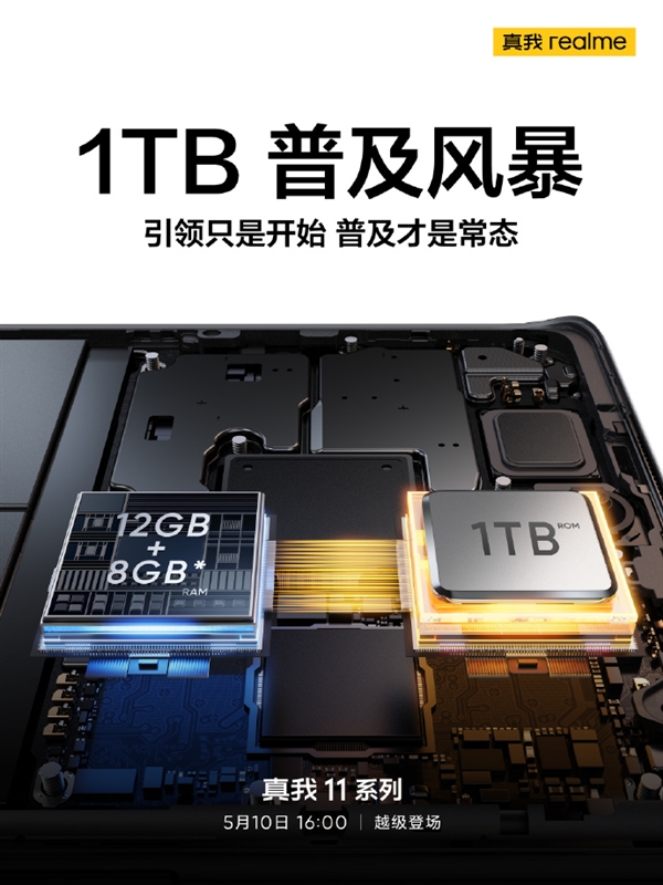 普及超大存储!真我11系列顶配可选12GB+1TB