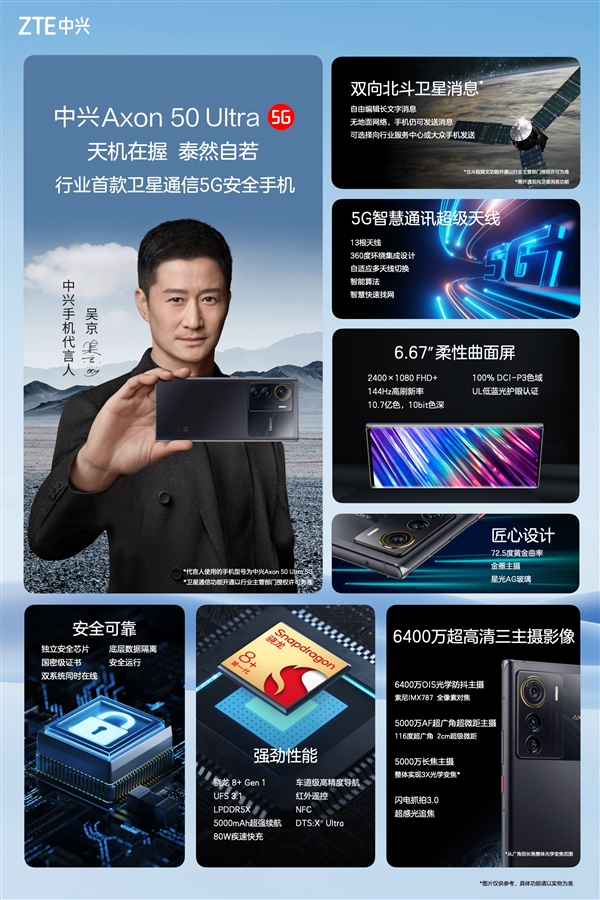 中兴Axon 50 Ultra开启预约：卫星通信疑似取消