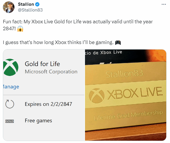 微软宣布砍掉Xbox金会员：硬核玩家晒出824年会员资格