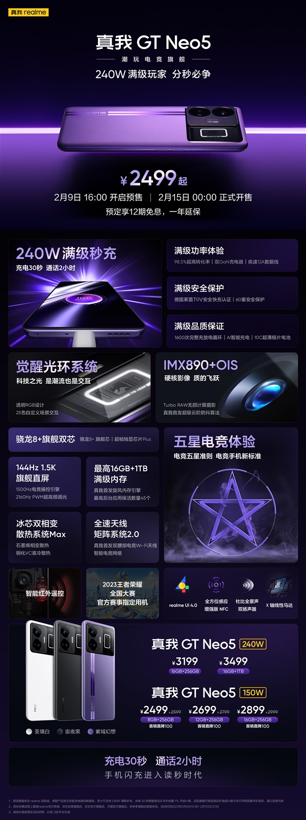 唯一3000元以内16G内存手机 真我GT Neo5明天首销:旗舰射门员