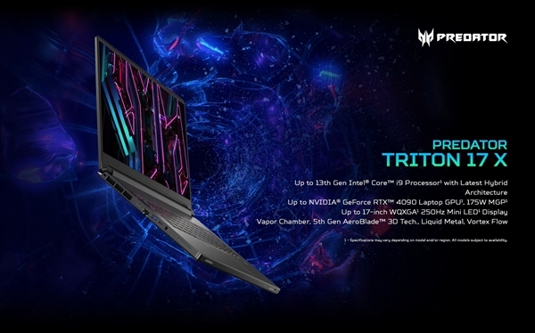 宏碁掠夺者刀锋X游戏本发布:顶配24核i9-13900HX+RTX 4090