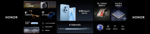 市面唯一!荣耀Magic5 7.8mm机身塞下5100mAh大电池