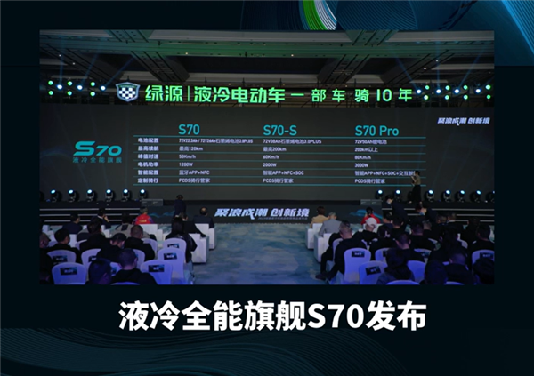 3499元起 绿源液冷全能旗舰S70发布:石墨烯电池能跑120km