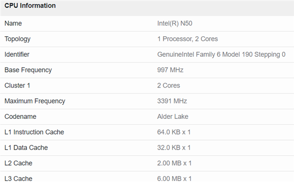 Intel最弱鸡的CPU N50跑分！2个小核心 堪比AMD推土机
