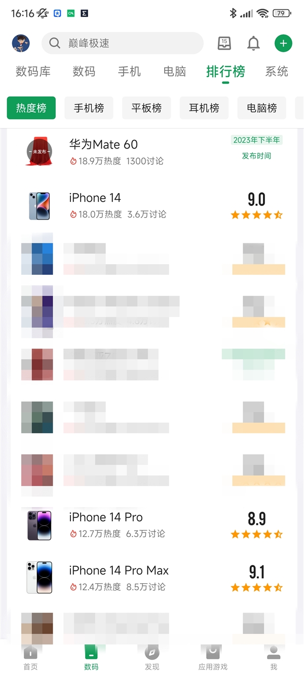 骁龙8系加持！华为Mate 60酷安热度暴增：比iPhone 14系列更火