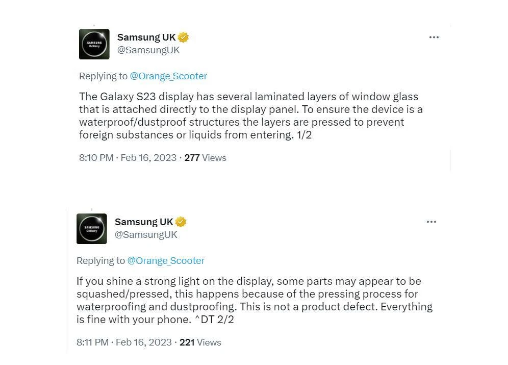 三星回应Galaxy S23 Ultra屏幕瑕疵:并非缺陷 不影响使用